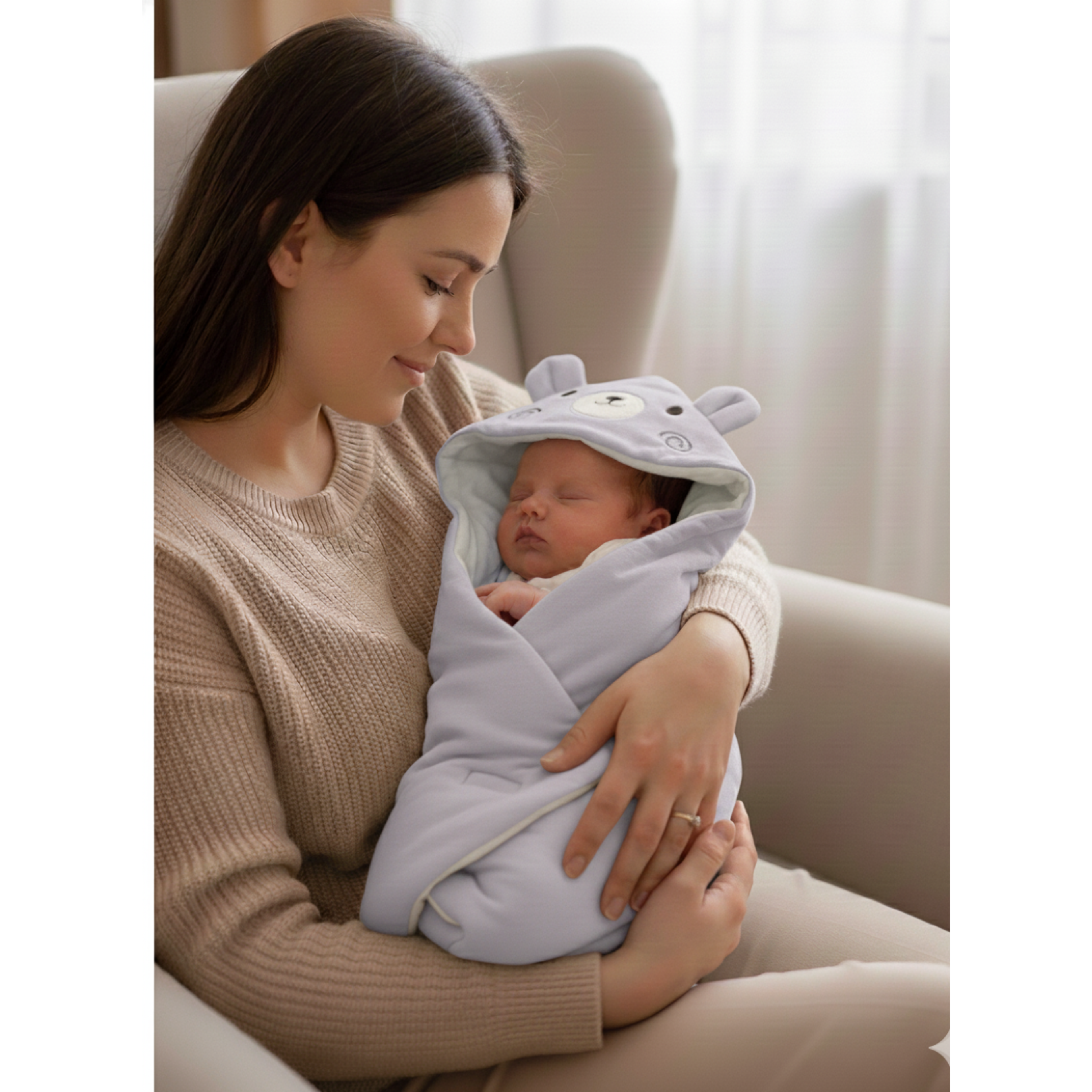 Brushed Interlock Hooded Wrap Set