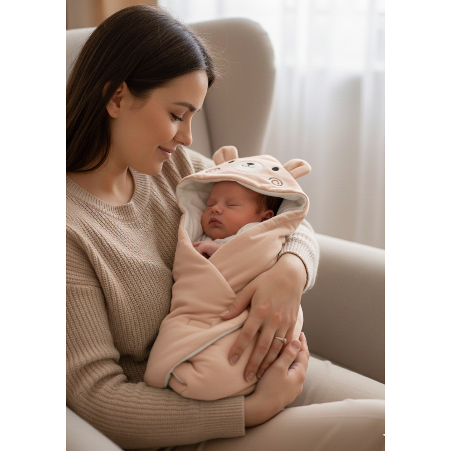 Brushed Interlock Hooded Wrap Set