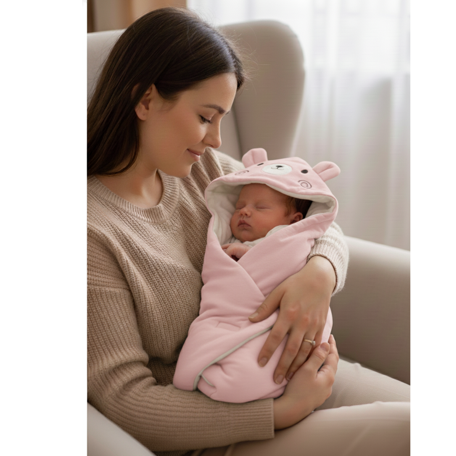 Brushed Interlock Hooded Wrap Set