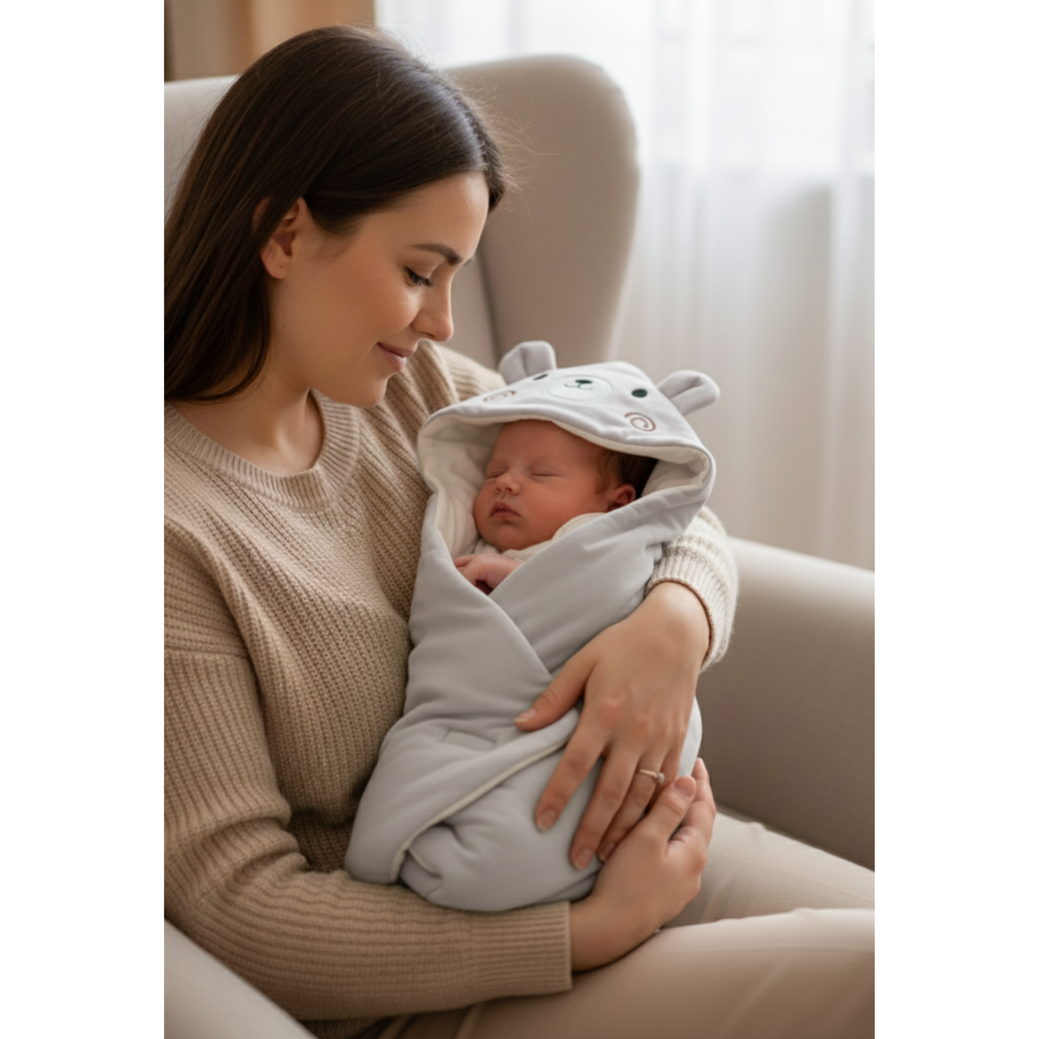 Brushed Interlock Hooded Wrap Set