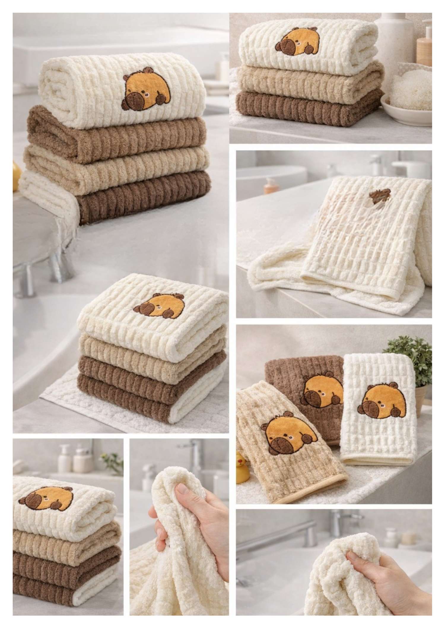 The Little Bunny Plush Ribbed Baby Towel | Extra-Soft, Highly Absorbent &amp; Gentle on Delicate Skin