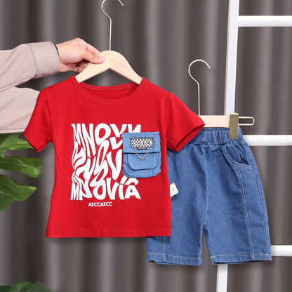 Boys T-shirt with Denim Shorts Set