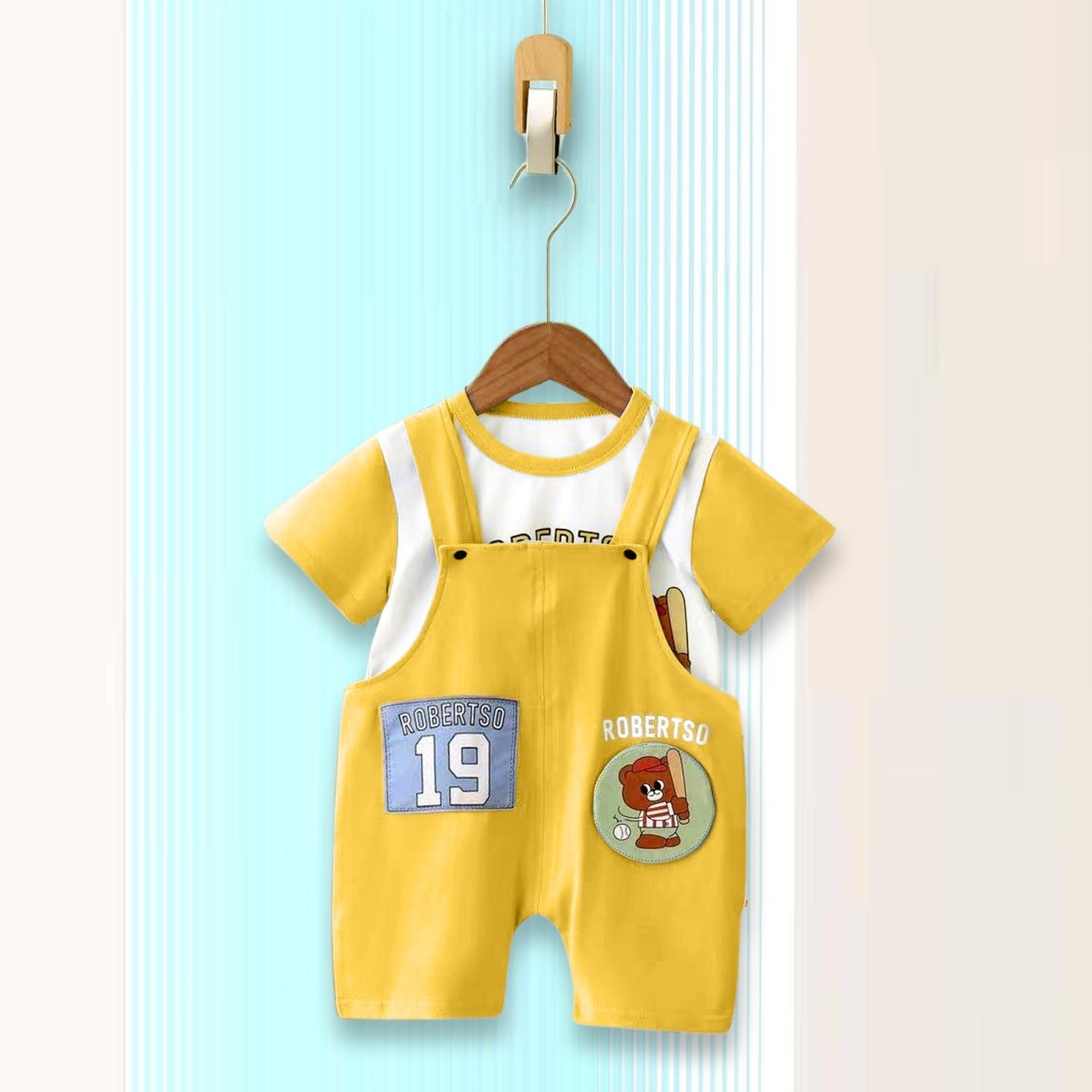 Baseball Teddy T-shirt &amp; Dungaree Set