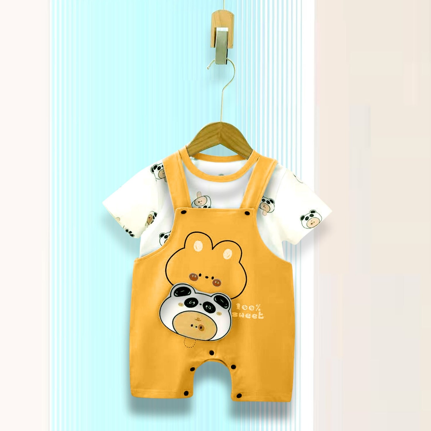 Panda T-shirt &amp; Dungaree Set