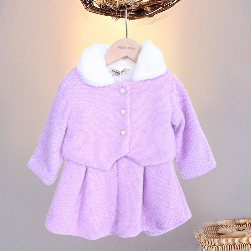 Girls Fur Collared Co-ord Set