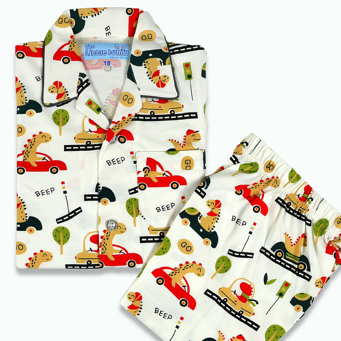 High on Car Dino kids unisex Hosiery Night suits