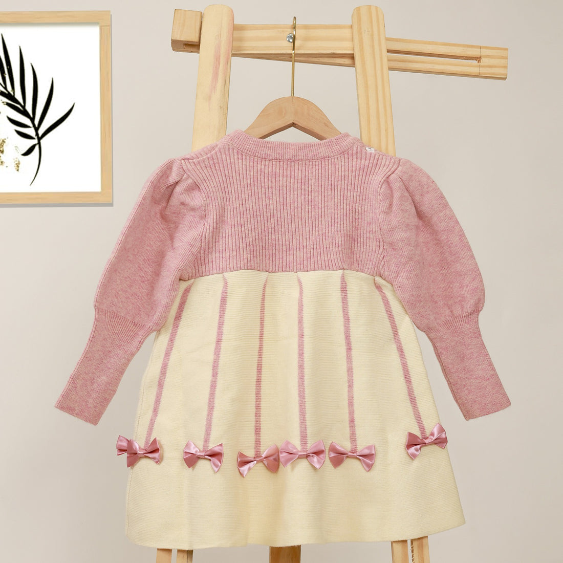 Wooly cozy frock with bow