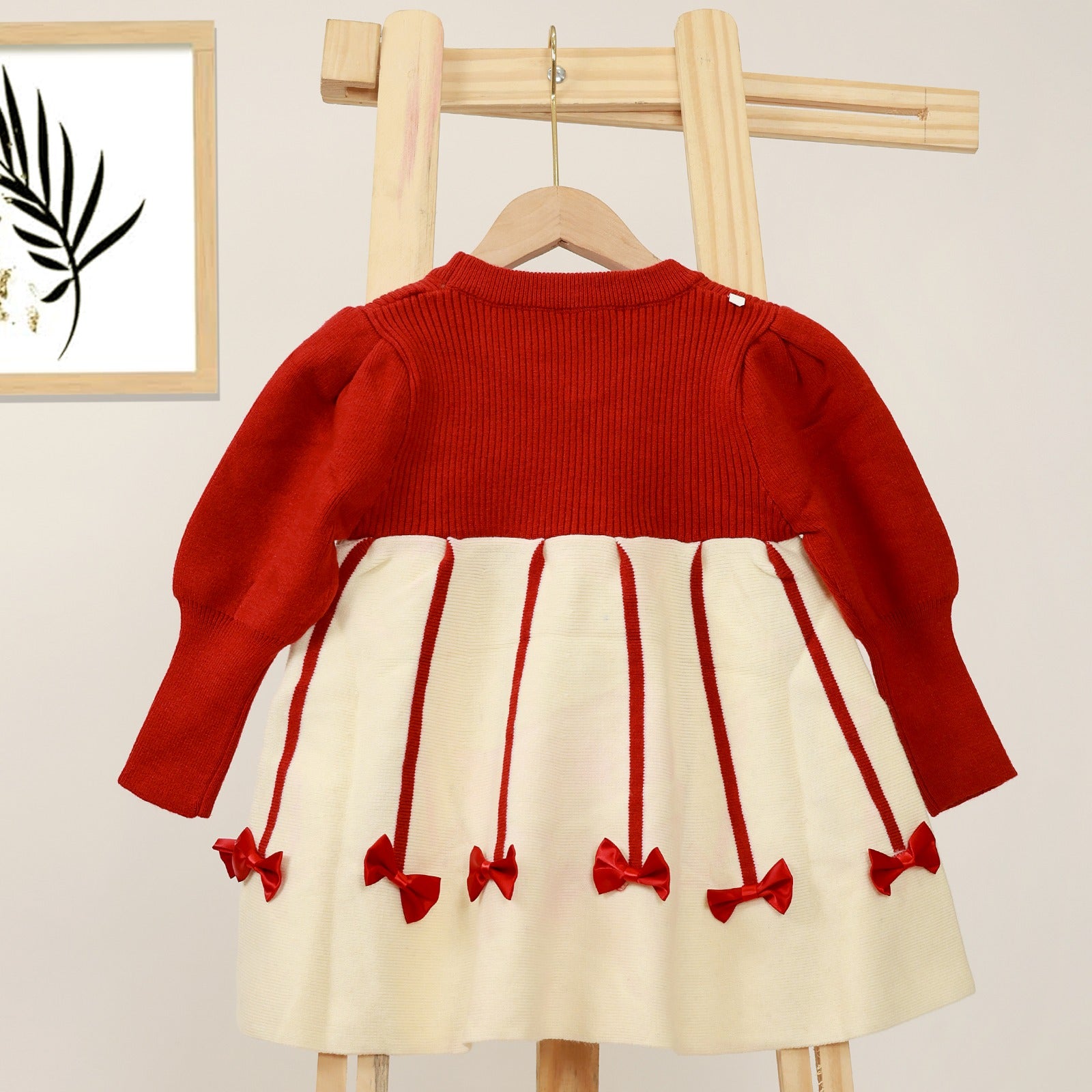 Wooly cozy frock with bow