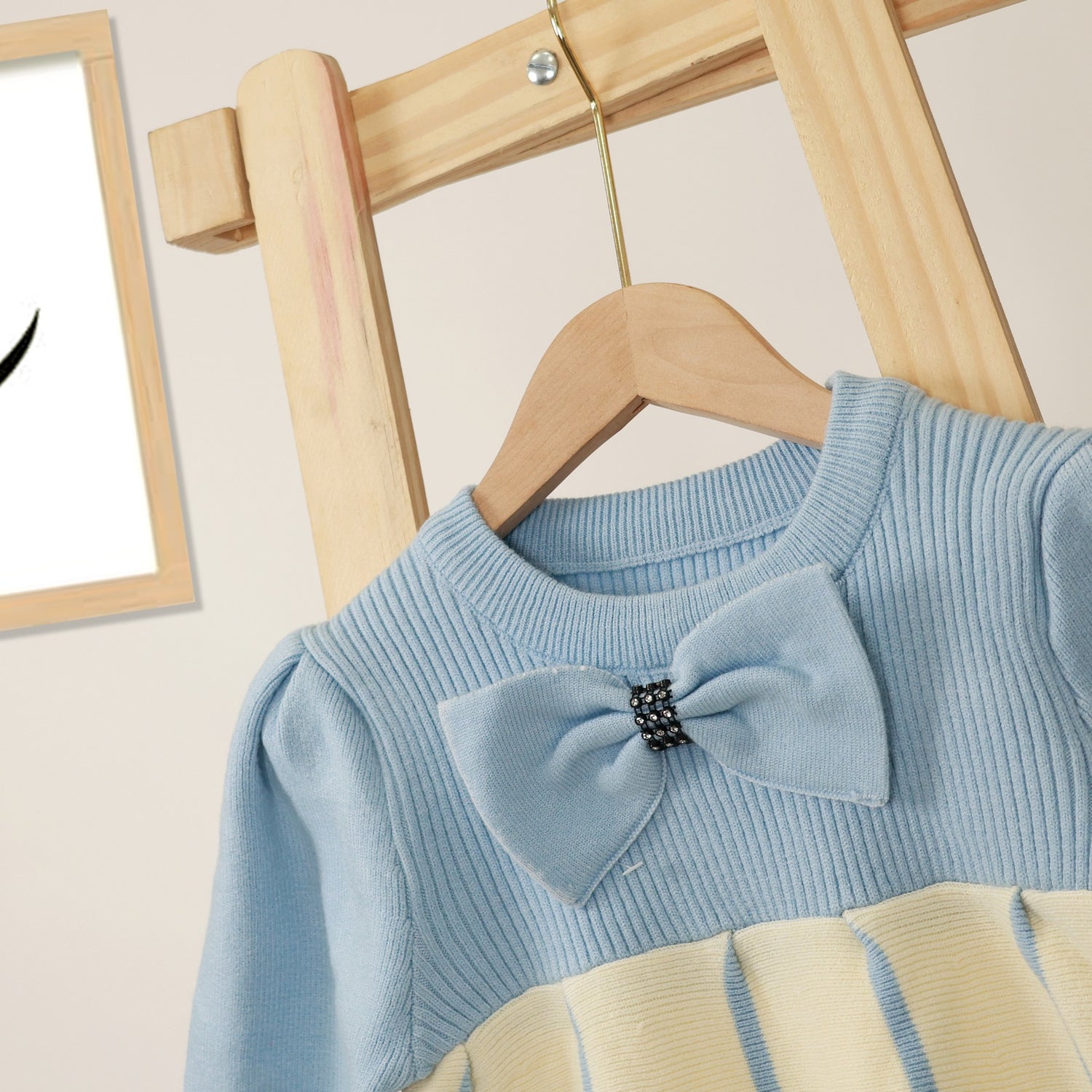 Wooly cozy frock with bow