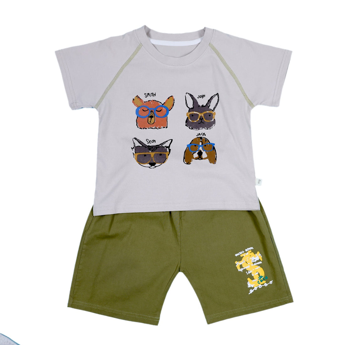 Summer Set with Cartoon Prints on T-Shirt