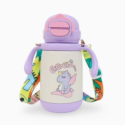 Durable Stainless Steel Kids Sipper Bottle with Strap – Leakproof &amp; Travel-Friendly