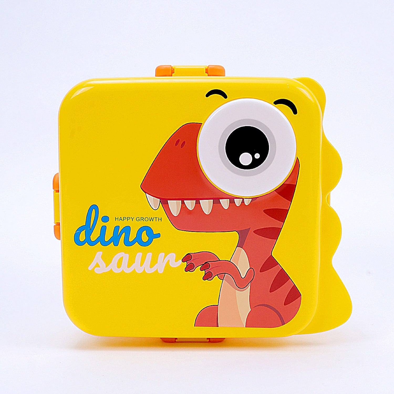 Kids Plastic Lunch Box with Cute Dinosaur Design and Secure Locking Lid