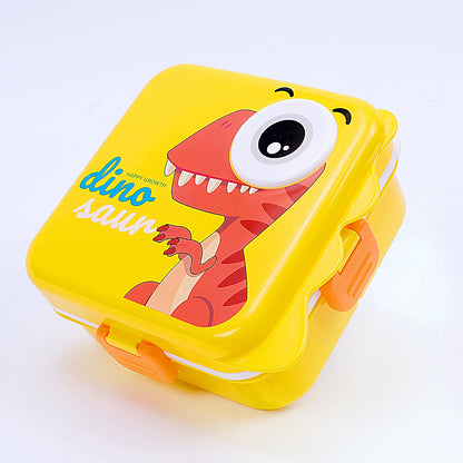 Kids Plastic Lunch Box with Cute Dinosaur Design and Secure Locking Lid