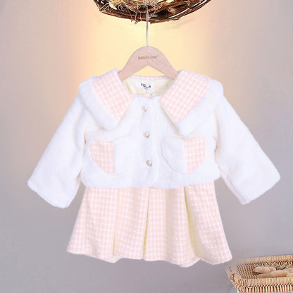 Girls Cozy Checkered Co-ord Set