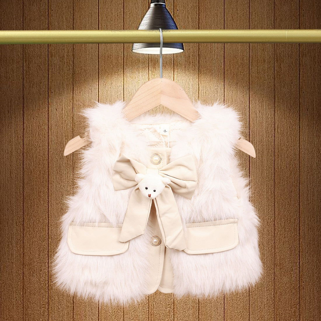 Girls half fur jacket with Bow