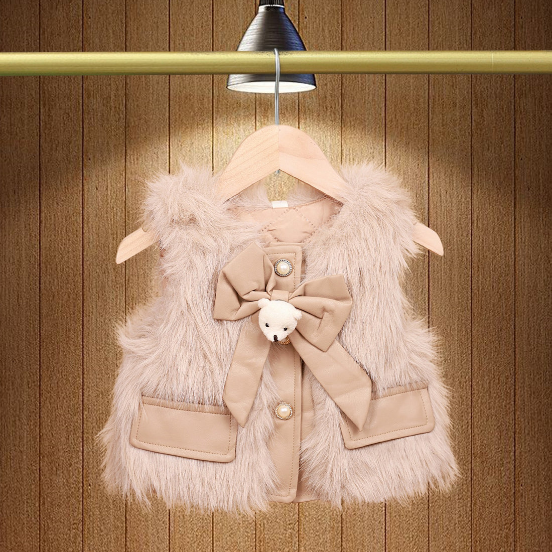 Girls half fur jacket with Bow