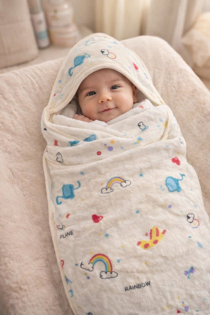 Soft Baby Hooded Bath Towel Set for Newborns &amp; Toddlers | Absorbent, Lightweight &amp; Skin-Friendly