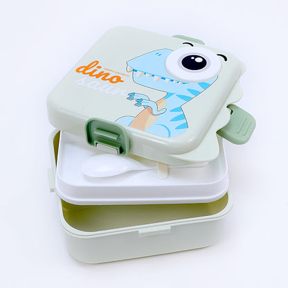 Kids Plastic Lunch Box with Cute Dinosaur Design and Secure Locking Lid