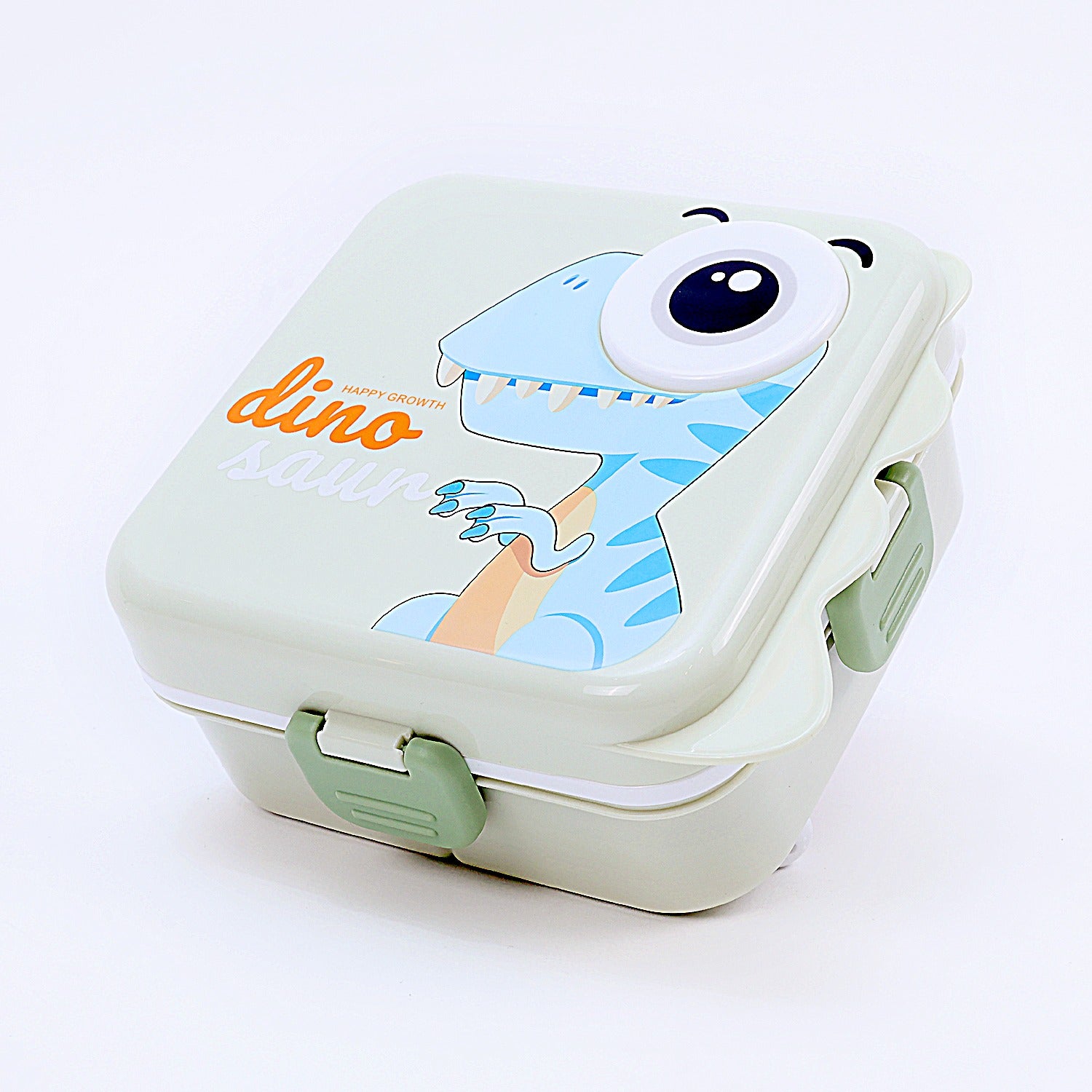 Kids Plastic Lunch Box with Cute Dinosaur Design and Secure Locking Lid