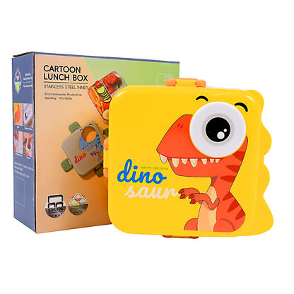 Kids Stainless Steel Dinosaur-Themed Lunch Box with Secure Lock