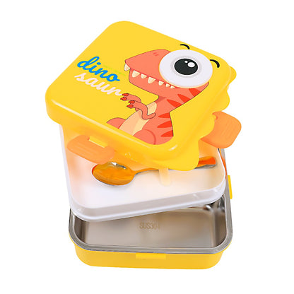 Kids Stainless Steel Dinosaur-Themed Lunch Box with Secure Lock