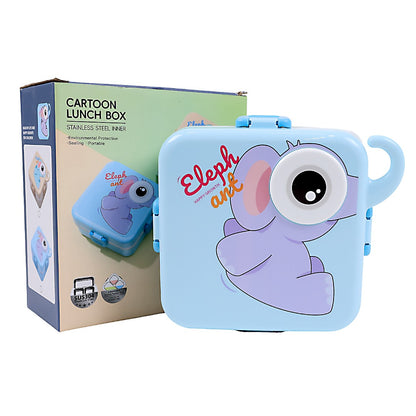 Kids Stainless Steel Lunch Box with Cute Elephant Design and Secure Locking Lid